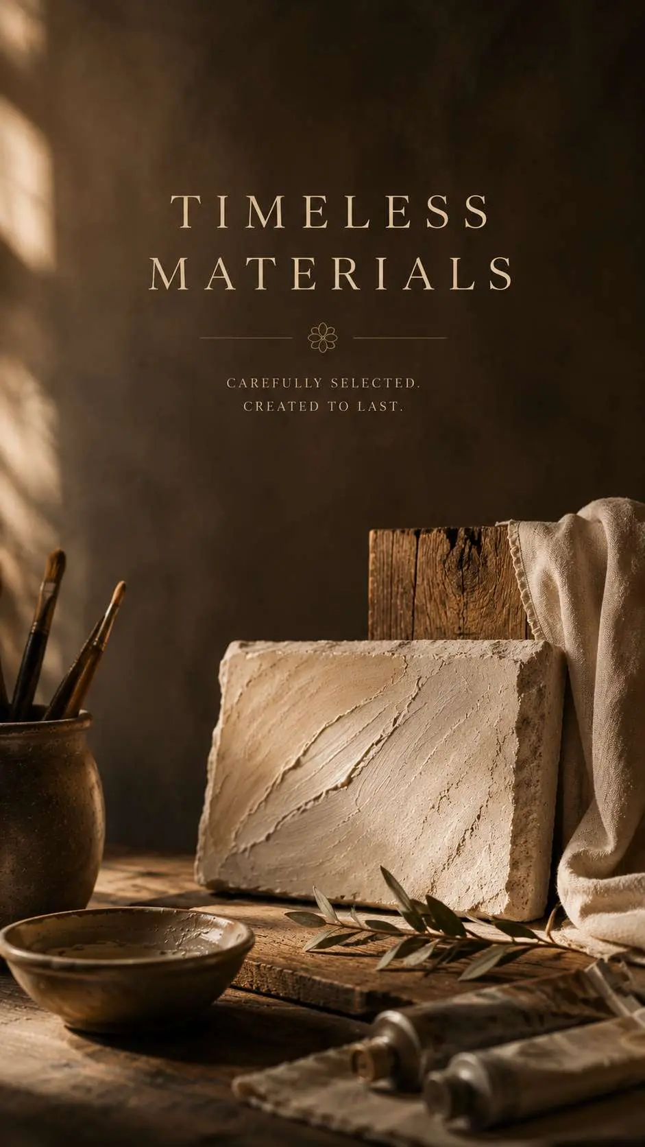 SUNANGLE timeless materials and handmade sculptural surface