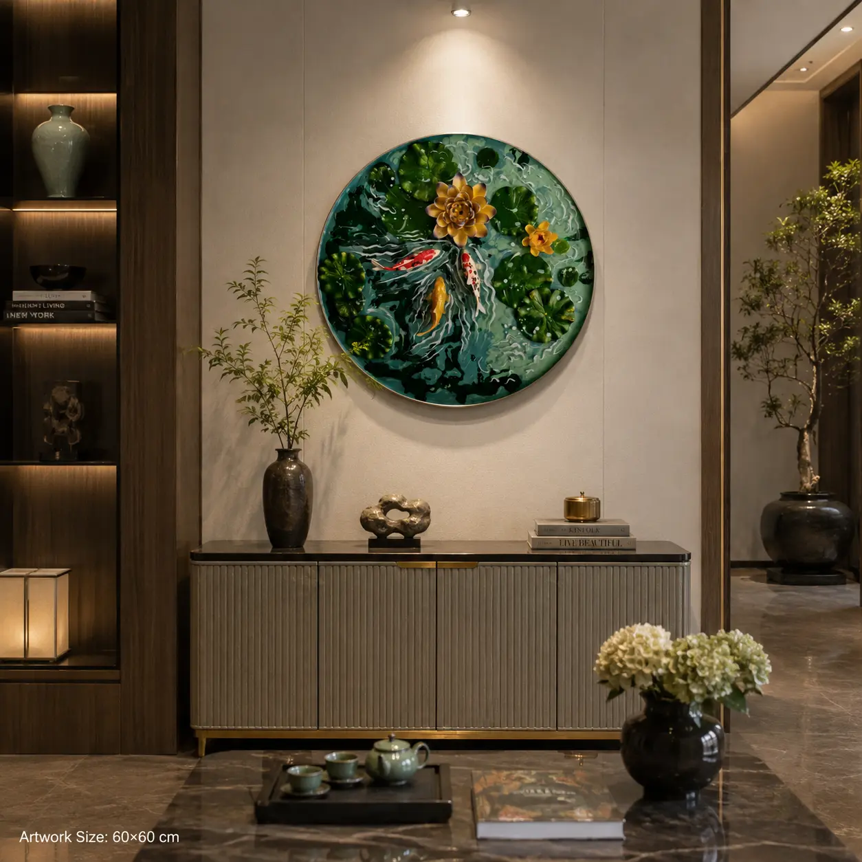Lotus & Koi artwork shown in full